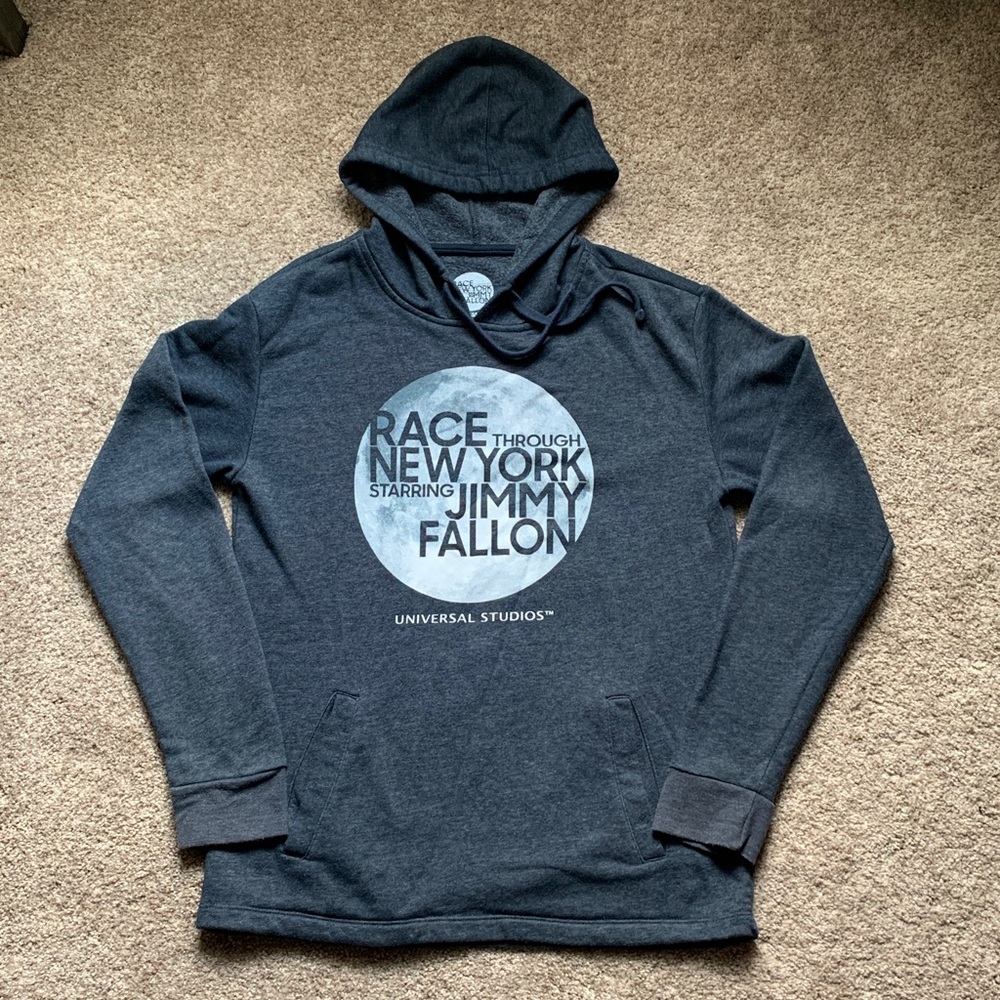 Jimmy Fallon Race Through New York Hoodie Universal Studios Blue Small